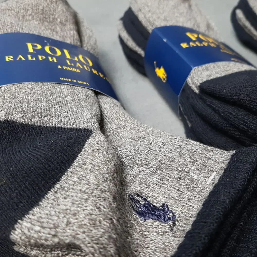 Polo Ralph Lauren Socks Mens Gray 4 Pairs PRL ZP113858PKN 3-PACK BUNDLE!